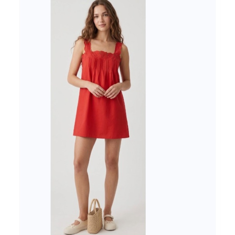 J Crew Ondine Dress Small Red Floral Embroidered Travel Resort Coastal New